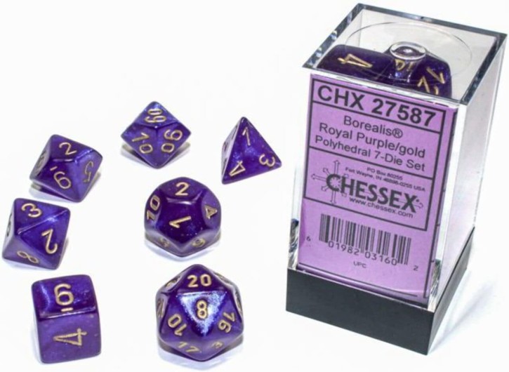 Chessex: Borealis Royal Purple/Gold 7-Die RPG Set