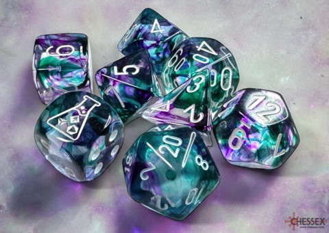 Chessex: Nebula Flourite/White 7-Die RPG Set